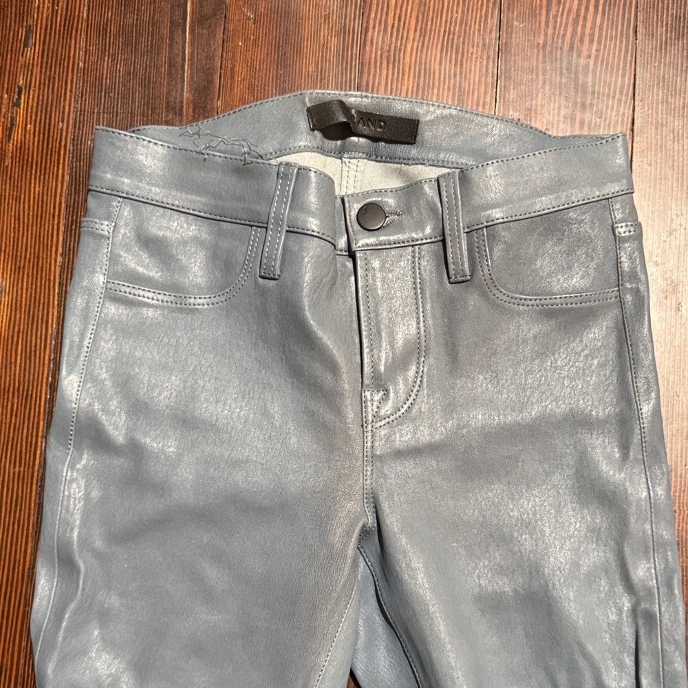 J Brand mid rise Slate/Blue Leather Pants - Picture 6 of 14